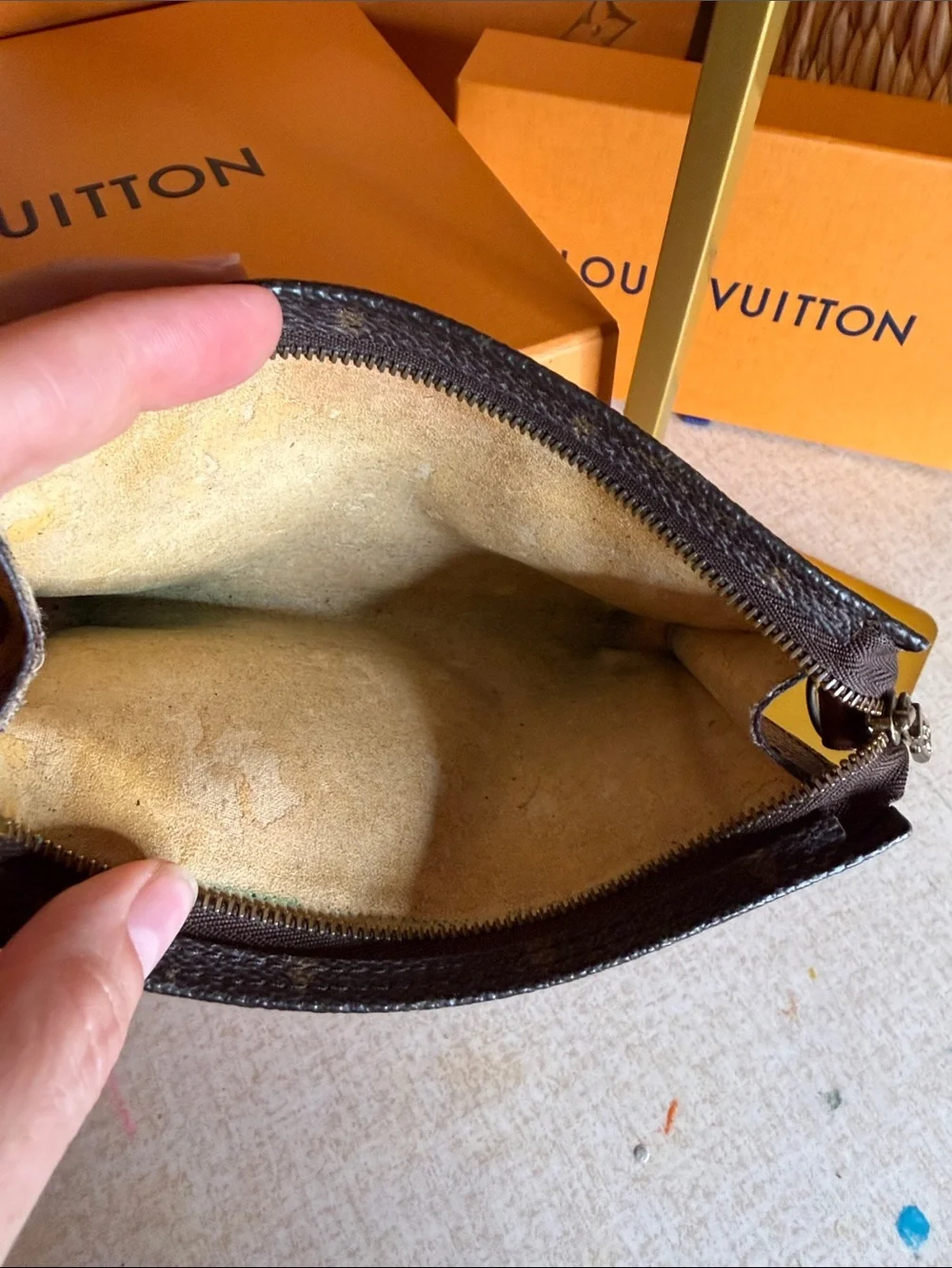 Louis Vuitton Monogram Canvas Zip Pouch in Dark Brown